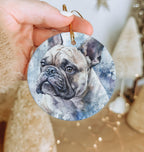 Bulldog Watercolor Portrait Circular Ceramic Ornament, Pet Memorial, Dog Lover Gift, Handcrafted Keepsake, Unique Decor — photo 1