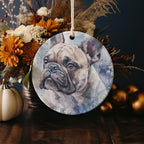Bulldog Watercolor Portrait Circular Ceramic Ornament, Pet Memorial, Dog Lover Gift, Handcrafted Keepsake, Unique Decor — photo 2