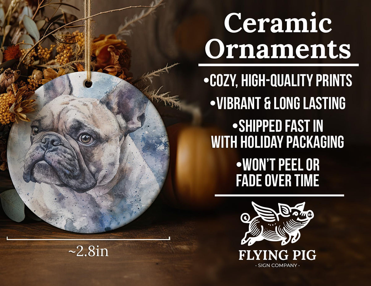 Bulldog Watercolor Portrait Circular Ceramic Ornament, Pet Memorial, Dog Lover Gift, Handcrafted Keepsake, Unique Decor — photo 5