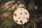 Circle Ceramic Ornament, Vintage Botanical Illustration, Autumn Design, Unique Gift, Circular Ceramic Decor — photo 1