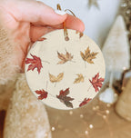 Circle Ceramic Ornament, Vintage Botanical Illustration, Autumn Design, Unique Gift, Circular Ceramic Decor — photo 3