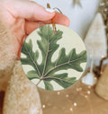 Vintage Botanical Oak Ceramic Ornament, Circular Design,  Circle Ornament, Home Decor Gift, Nature-Inspired Art — photo 1