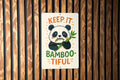 Cute Panda Bamboo Metal Sign – Vertical Wall Art with Quirky Keep It Bamboo-tiful Quote – Colorful Digital Illustration Decor — photo 1