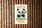 Cute Panda Bamboo Metal Sign – Vertical Wall Art with Quirky Keep It Bamboo-tiful Quote – Colorful Digital Illustration Decor — photo 1