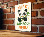 Cute Panda Bamboo Metal Sign – Vertical Wall Art with Quirky Keep It Bamboo-tiful Quote – Colorful Digital Illustration Decor — photo 2