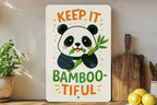Cute Panda Bamboo Metal Sign – Vertical Wall Art with Quirky Keep It Bamboo-tiful Quote – Colorful Digital Illustration Decor — photo 3