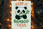 Cute Panda Bamboo Metal Sign – Vertical Wall Art with Quirky Keep It Bamboo-tiful Quote – Colorful Digital Illustration Decor — photo 4