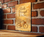 Ride Through Winter Metal Sign – Serene Snowy Scene with Vintage Bicycle & Trees, Narrow Wall Art, Rustic Winter Decor — photo 1