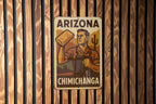 Vintage 1930s Arizona Chimichanga Tin Sign – WPA Style Wall Art, Rustic Metal Decor, Retro Southwest Kitchen Sign — photo 1