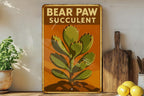 1930s WPA Bear Paw Succulent Tin Sign – Vintage Metal Wall Art, Rustic Mid-Century Decor, Retro Botanical Poster Style — photo 1