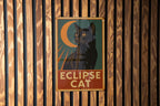 Vintage Eclipse Cat Tin Sign 1930s WPA Style Wall Art – Rustic Metal Plaque with Retro Colors & Heroic Mid-Century Design — photo 2