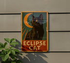 Vintage Eclipse Cat Tin Sign 1930s WPA Style Wall Art – Rustic Metal Plaque with Retro Colors & Heroic Mid-Century Design — photo 5