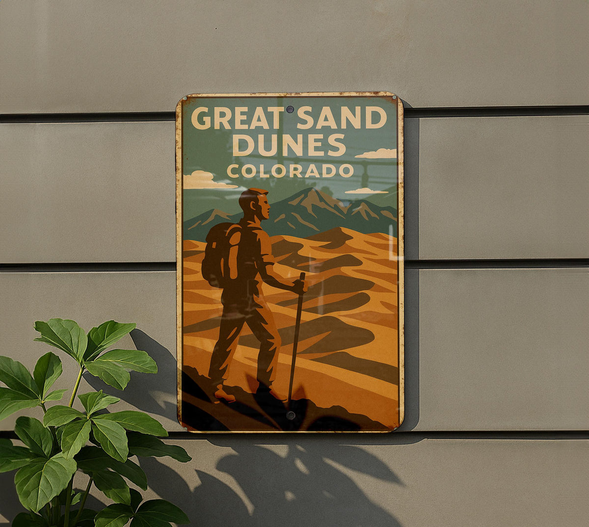 1930s WPA Great Sand Dunes Tin Sign – Vintage Colorado Metal Wall Art, Rustic Earth Tones, Retro National Park Decor — photo 5