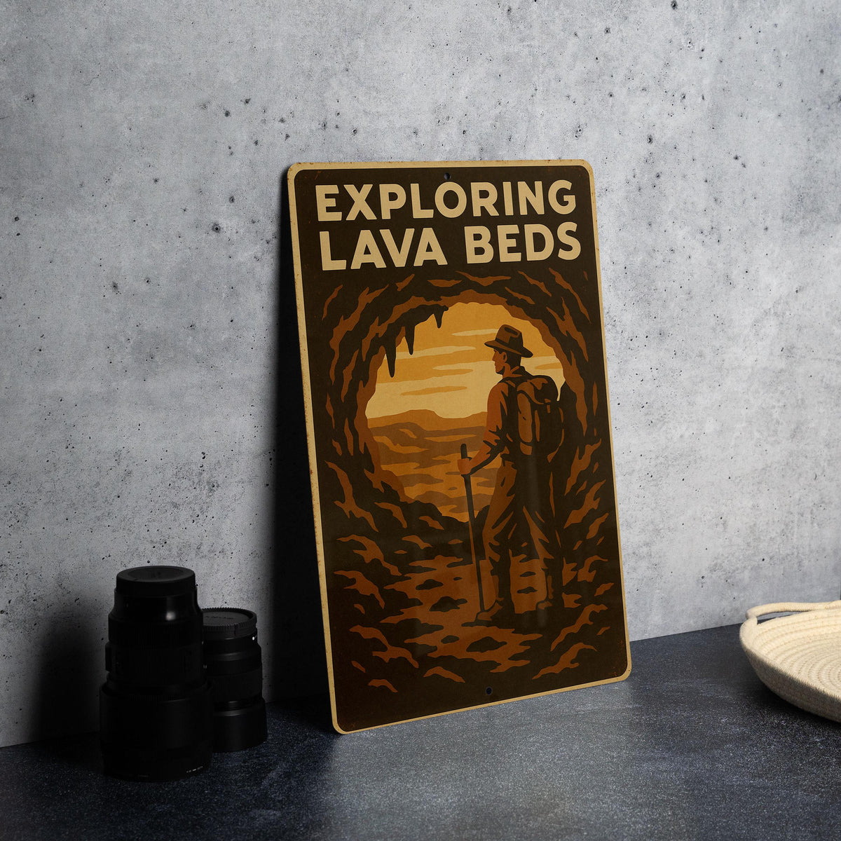 1930s WPA Style Lava Beds Tin Sign – Vintage National Park Metal Art, Rustic Wall Decor, Retro Travel Poster Look — photo 1