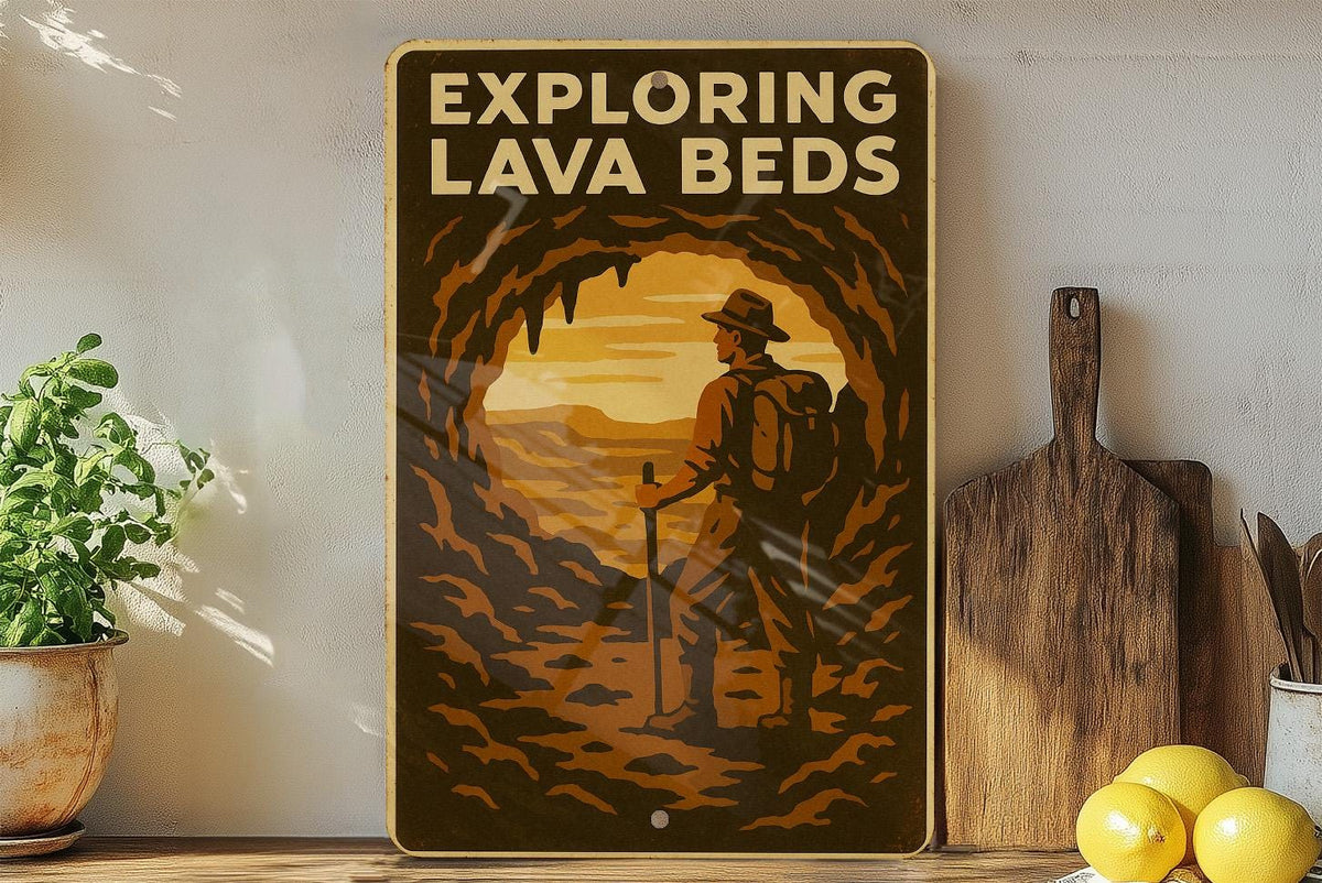 1930s WPA Style Lava Beds Tin Sign – Vintage National Park Metal Art, Rustic Wall Decor, Retro Travel Poster Look — photo 4