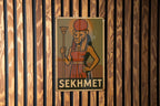 Sekhmet Goddess Metal Sign 1930s WPA Style Wall Art – Vintage Tin Decor, Earthy Mid-Tones, Retro Egyptian Home Signage — photo 2