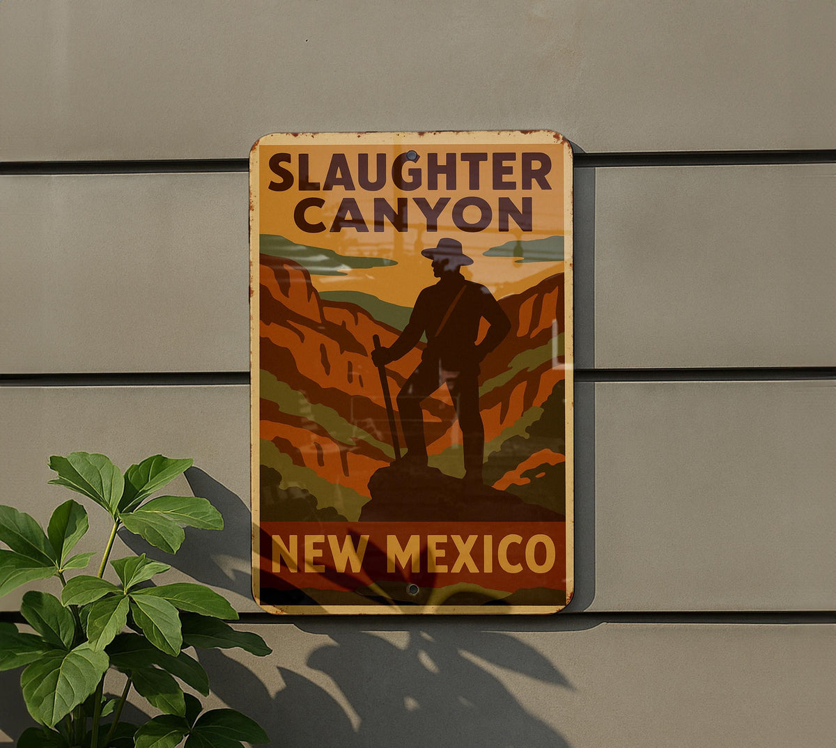 1930s Slaughter Canyon WPA Tin Sign – Vintage New Mexico Metal Art, Rustic Wall Decor, Retro National Park Style — photo 5