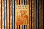 1950s Aries Emperor Tin Sign – Vintage Storybook Style, Pastel Metal Wall Art, Cozy Retro Zodiac Decor, Lightly Aged Edges — photo 3