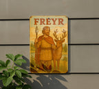 1950s Freyr Storybook Tin Sign – Vintage Norse God Wall Art, Pastel Metal Decor, Cozy Nordic Style, Soft Retro Illustration — photo 5