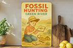 1950s Fossil Hunting Tin Sign – Storybook Style Metal Wall Art, Green River Scene, Vintage Pastel Decor, Retro Cozy Aesthetic — photo 4