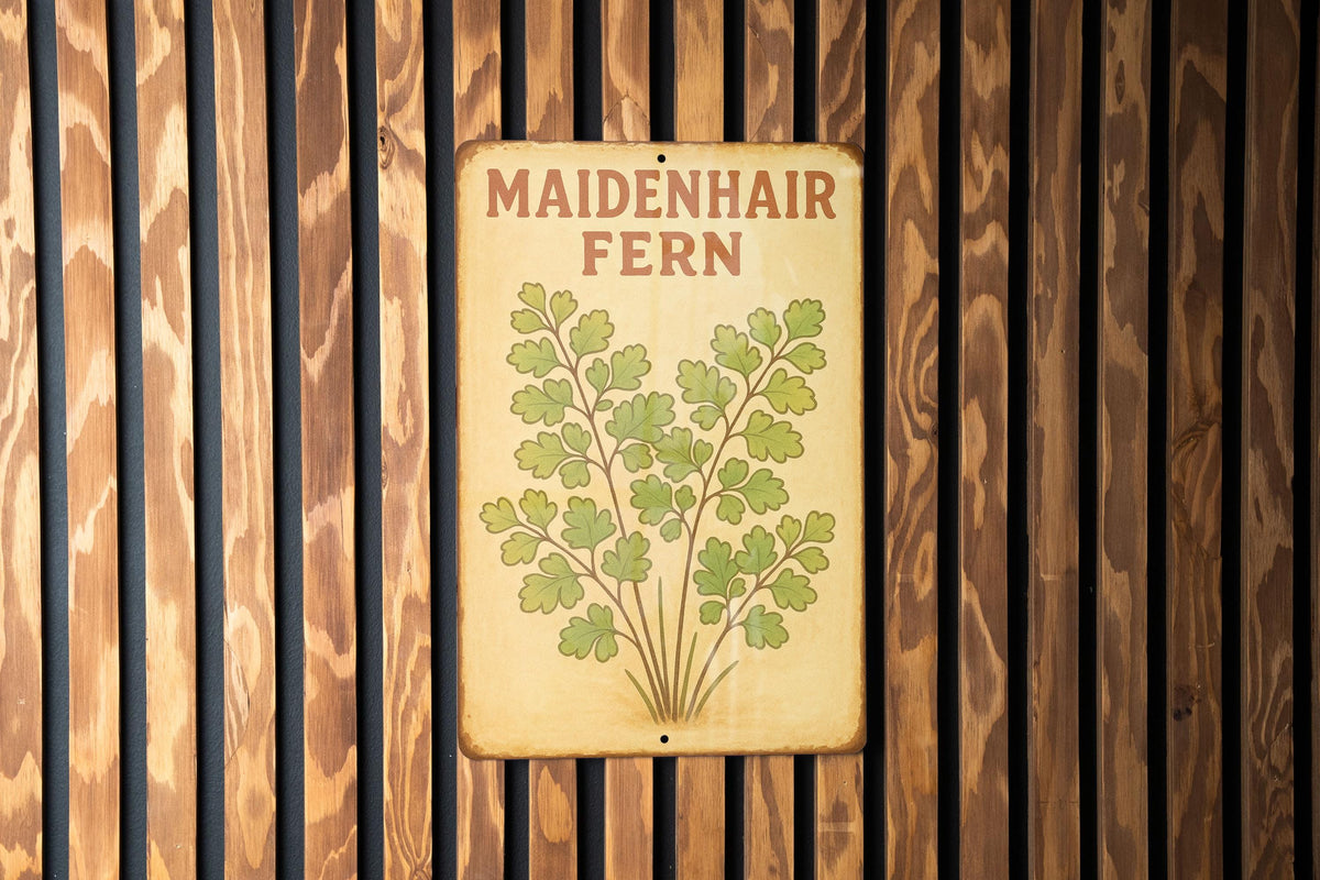 1950s Maidenhair Fern Tin Sign – Storybook Style Metal Wall Art, Pastel Vintage Botanical Decor, Cozy Retro Home Accent — photo 2