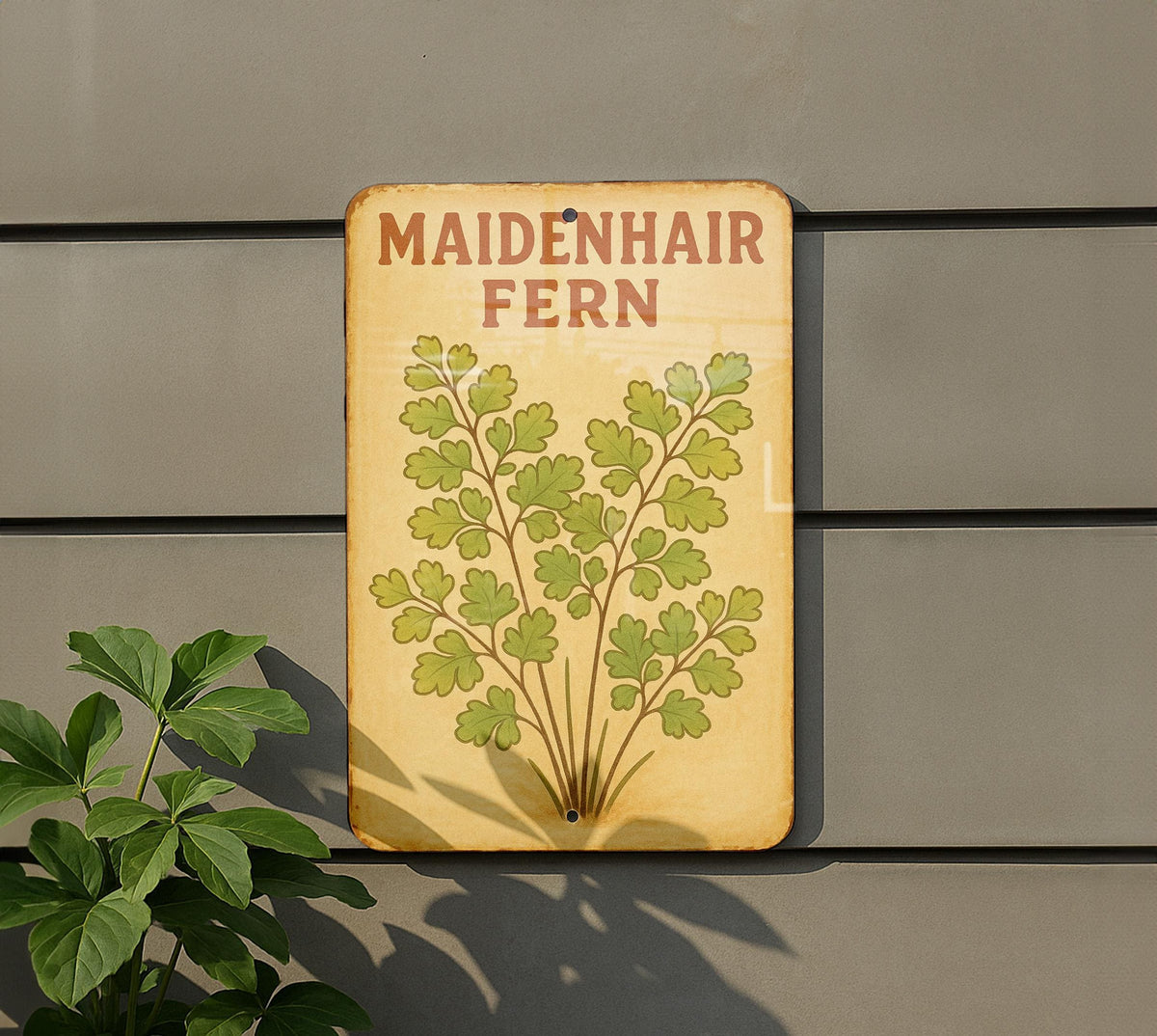 1950s Maidenhair Fern Tin Sign – Storybook Style Metal Wall Art, Pastel Vintage Botanical Decor, Cozy Retro Home Accent — photo 5