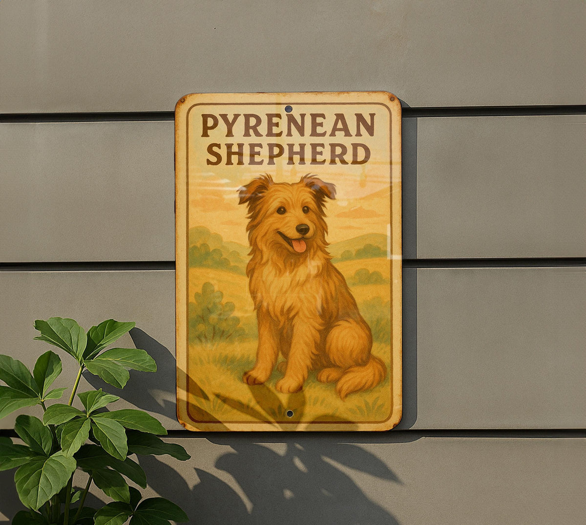 1950s Pyrenean Shepherd Tin Sign – Vintage Storybook Style Metal Wall Art, Pastel Colors, Cozy Farmhouse Decor, Aged Edges — photo 5