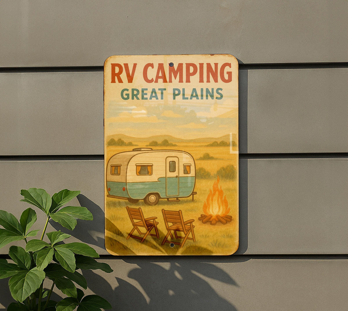 1950s Storybook RV Camping Tin Sign – Vintage Great Plains Metal Wall Art, Pastel Colors, Cozy Retro Decor for Campers — photo 5