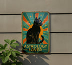 Astrology Cat Art Deco Tin Sign – Vintage Travel Poster Style, Geometric Rays, Turquoise Gold Patina Metal Wall Decor — photo 5