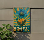 Art Deco Himalayan Blue Poppy Metal Sign – Vintage Travel Poster Style Tin Wall Art, Geometric Rays, Turquoise & Gold Decor — photo 5