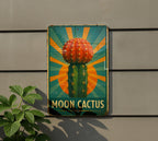 Art Deco Moon Cactus Metal Sign – Retro Travel Poster Style, Geometric Rays, Turquoise & Gold, Vintage Tin Wall Decor — photo 5