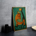 Art Deco Neith Travel Poster Tin Sign – Vintage Metal Wall Art, Geometric Rays, Turquoise Gold Orange, Retro Home Decor — photo 1