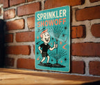 Atomic Age Tin Sign Sprinkler Showoff – Retro Turquoise Coral Boomerang Starburst Metal Wall Art, Mid Century Modern Decor — photo 3