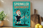 Atomic Age Tin Sign Sprinkler Showoff – Retro Turquoise Coral Boomerang Starburst Metal Wall Art, Mid Century Modern Decor — photo 4