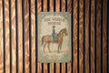 Belle Époque Side Saddle Horse Metal Sign – Vintage Floral Tin Wall Art, Parisian Pastel Decor, Ornate Patina Equestrian Plaque — photo 1