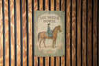 Belle Époque Side Saddle Horse Metal Sign – Vintage Floral Tin Wall Art, Parisian Pastel Decor, Ornate Patina Equestrian Plaque — photo 1