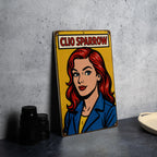 Pop Art Comic Metal Sign Clio Sparrow – Retro Tin Wall Decor, Bold Colors, Ben-Day Dots, Vintage Style Art Panel — photo 3