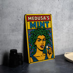 Pop Art Medusa Tin Sign – Comic Style Wall Decor, Retro Metal Poster with Bold Lines, Ben-Day Dots, Vintage Scratch Look — photo 1