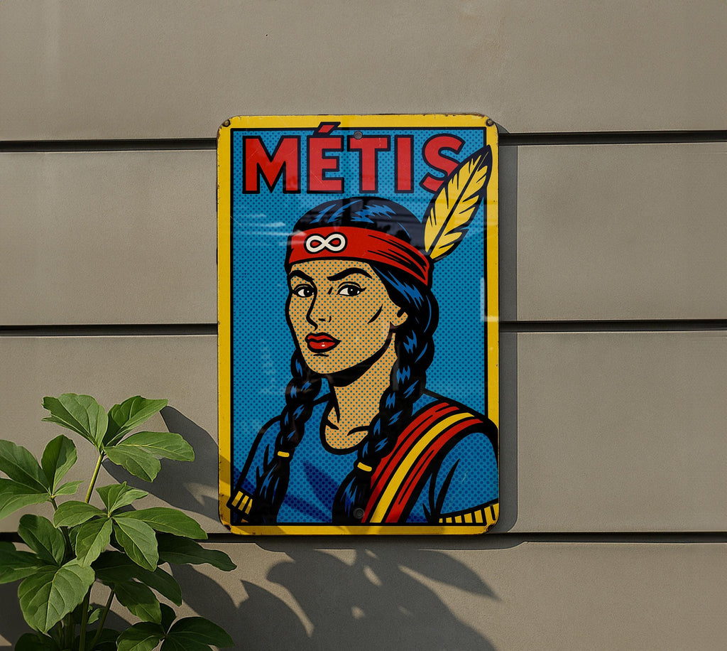 Bold Pop Art Comic Metis Metal Sign – Retro Tin Wall Decor with Ben-Day Dots, Saturated Colors, Vintage Style Art — photo 5