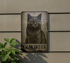 Chartreux Cat Metal Sign – Brushed Steel Look, Engraved Wall Art, Vintage Patina, Black Etched Lines, Retro Home Decor — photo 5