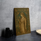 Art Nouveau Phoebe Tin Sign – Vintage Floral Metal Wall Art, Emerald & Sepia Tones, Elegant Antique Style Decor — photo 1