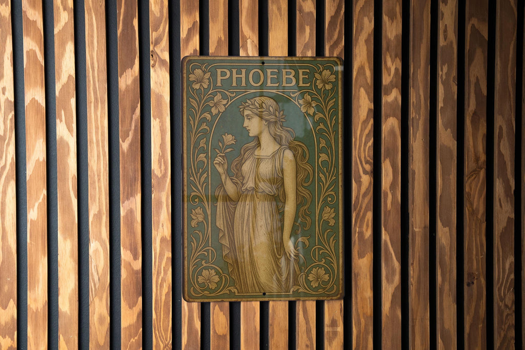 Art Nouveau Phoebe Tin Sign – Vintage Floral Metal Wall Art, Emerald & Sepia Tones, Elegant Antique Style Decor — photo 2