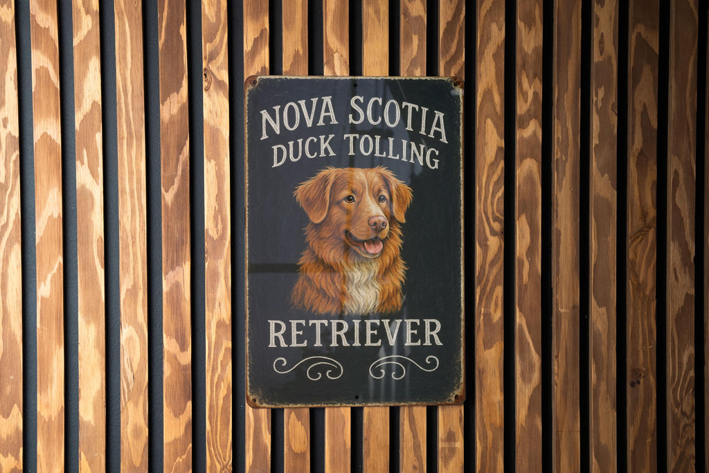 Retro Nova Scotia Duck Tolling Retriever Chalkboard Metal Sign – Hand-Drawn Dog Art, Rustic Tin Wall Decor, Vintage Dog Lover Gift — photo 3