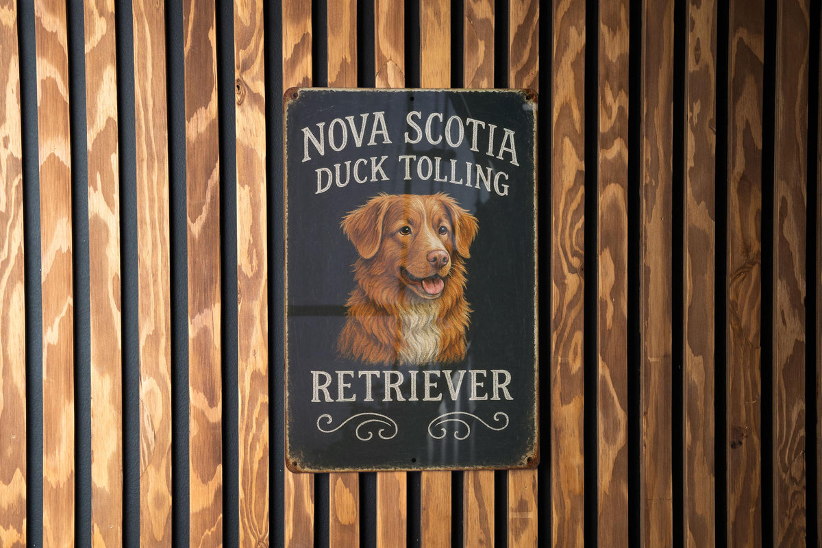Retro Nova Scotia Duck Tolling Retriever Chalkboard Metal Sign – Hand-Drawn Dog Art, Rustic Tin Wall Decor, Vintage Dog Lover Gift — photo 3