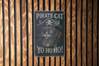 Pirate Cat Retro Chalkboard Metal Sign – Vintage Tin Wall Art with Chalk Script, Rustic Slate Look, Distressed Edge Decor — photo 2
