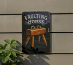 Retro Vaulting Horse Chalkboard Metal Sign – Hand-Drawn Gymnastics Wall Art, Vintage Tin Decor, Rustic Slate Look Signage — photo 5