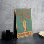Retro Surf Shack Metal Sign – Circe Boar Art, Aqua & Beige Tin Wall Decor, Distressed Coastal Beach House Vintage Style — photo 3