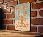 Retro Maine Lobster Tin Sign – Surf Shack Decor, Coastal Aqua Beige Coral, Distressed Metal Wall Art, Beach House Nautical Accent — photo 3