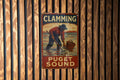 Rustic Americana Clamming Puget Sound Tin Sign – Hand-Painted Vintage Metal Wall Art, Weathered Coastal Decor — photo 1