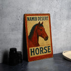 Rustic Americana Namib Desert Horse Tin Sign – Hand-Painted Metal Wall Art, Vintage Western Decor, Weathered Farmhouse Sign — photo 1